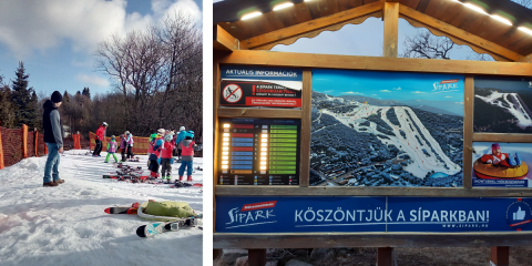 síelés lakókocsival